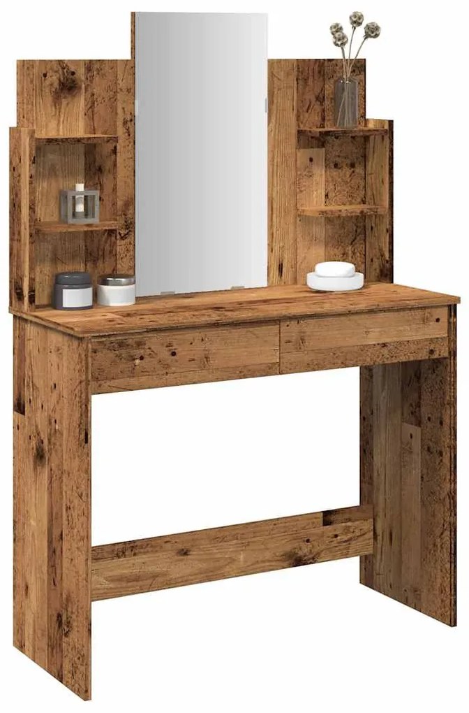 öltözőasztal tükörrel régi fa 96x39x142 cm