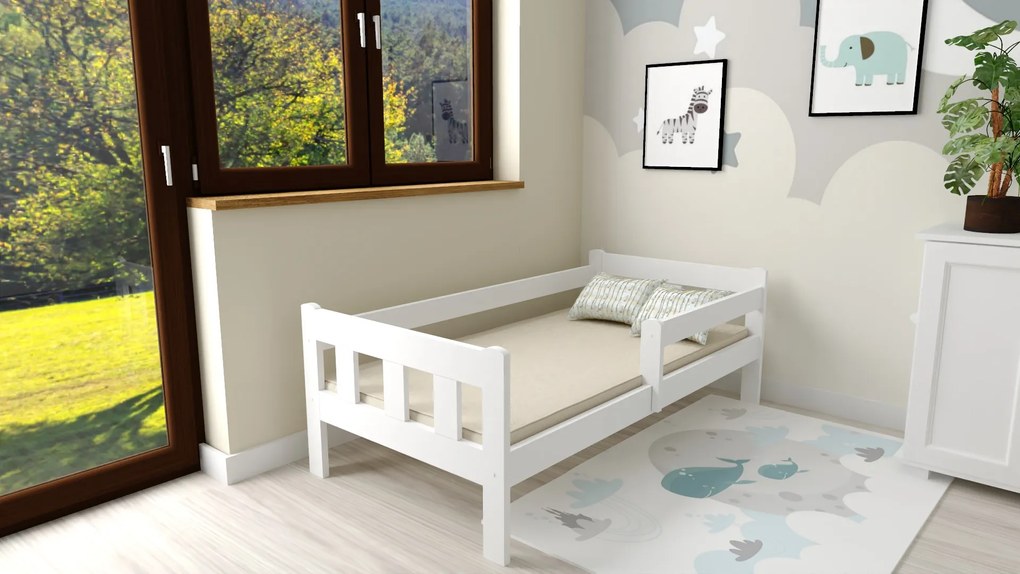Gyerekágy NESTY 90 x 200 cm, fehér Matrac: Coco Maxi matrac 20 cm, Ágyrács: Ágyrács nélkül