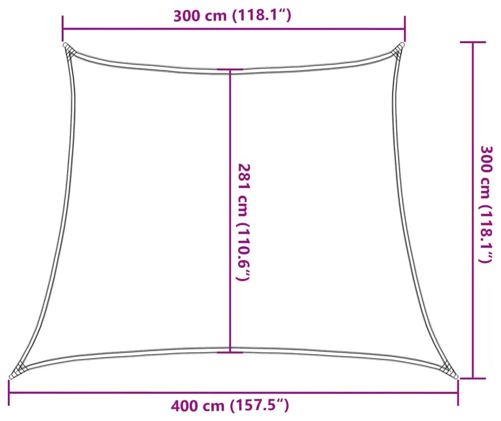 bézs HDPE napvitorla 160 g/m² 3/4 x 3 m