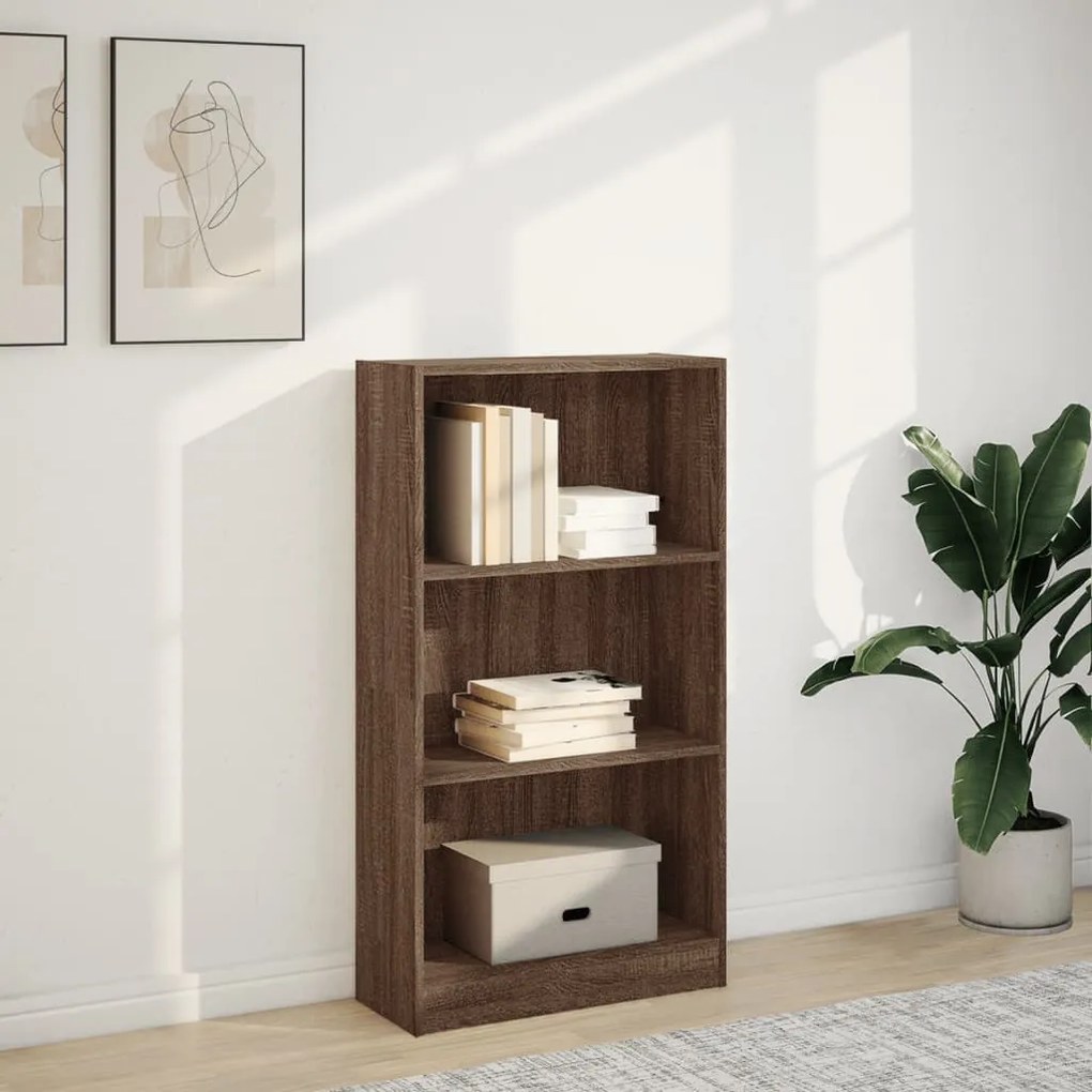 barna tölgy színű szerelt fa könyvszekrény 60 x 24 x 109 cm