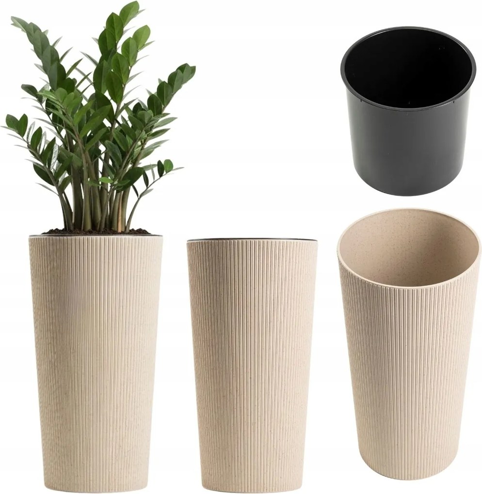 Magas Virágtartó Bézs teraszra fedő kerti műanyag