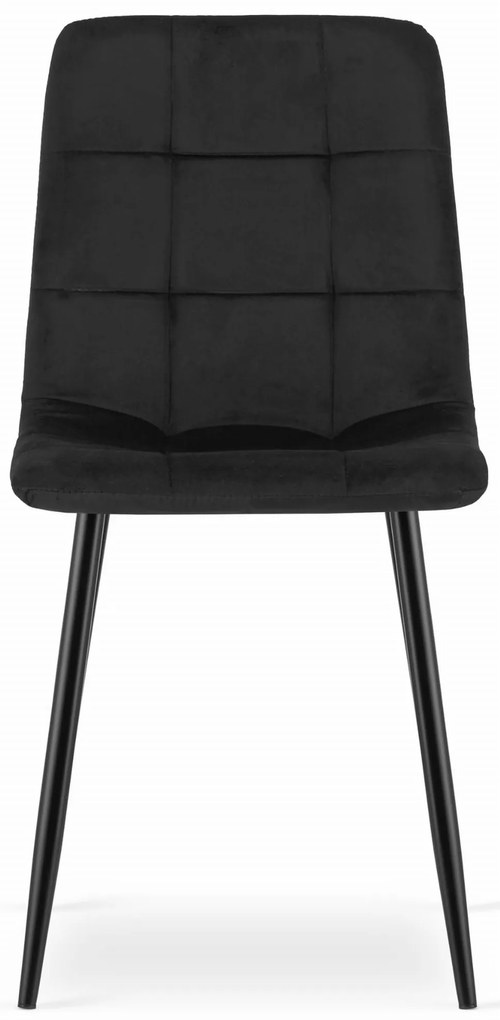 Fekete bársony szék KARA fekete lábakkal