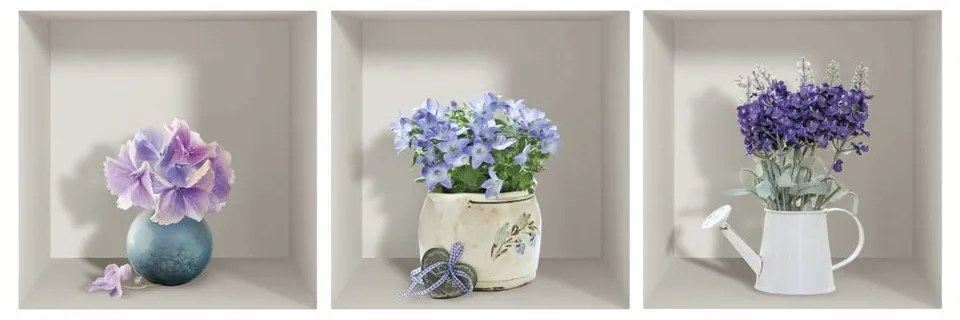 Purple Bouquets 3 db-os 3D falmatrica szett - Ambiance