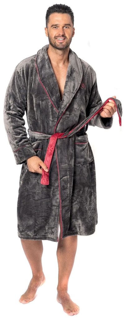 Fürdőköpeny Roger Grey Red Men XL