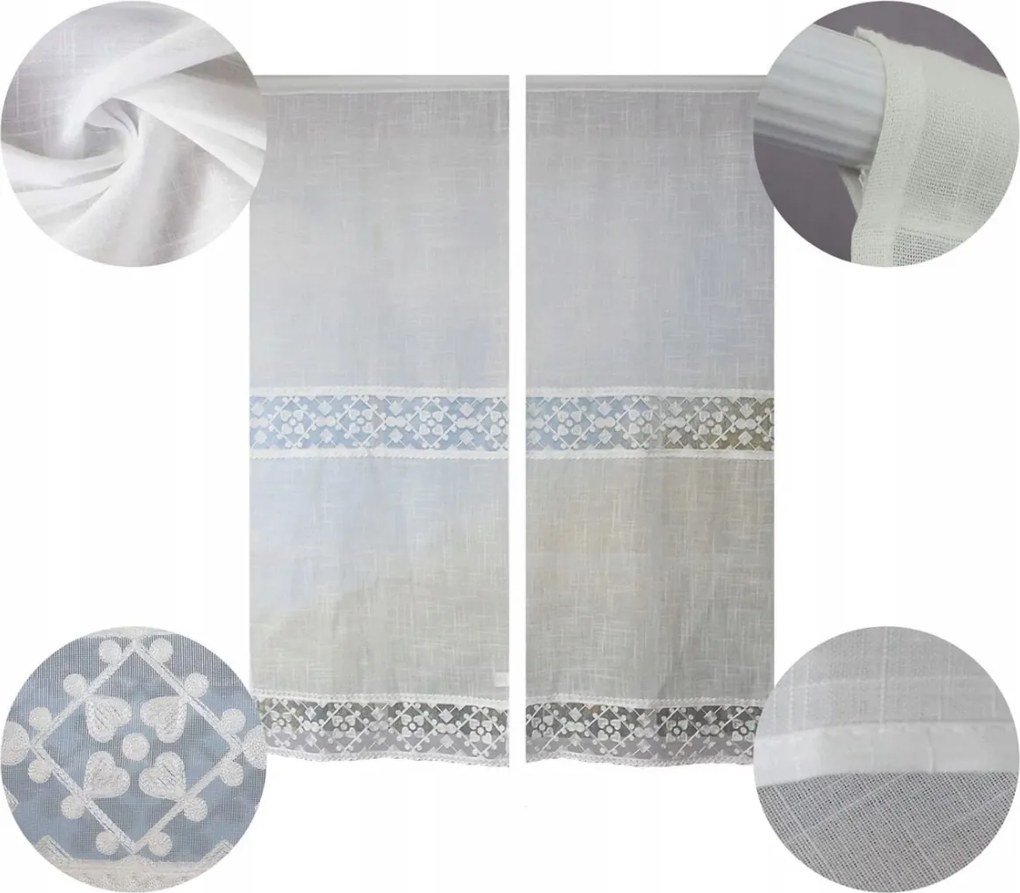 Fyjs 1 pár csipkés hímzett ablakfüggöny 60/150 cm