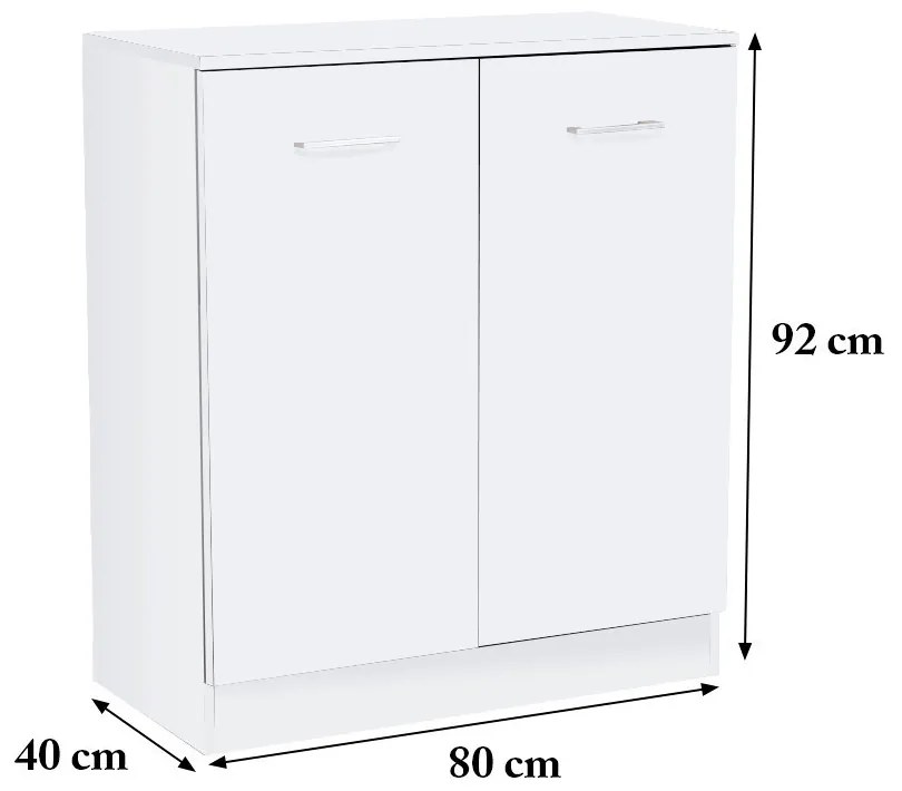 Miami komód 2 ajtós 80x92 cm fehér-fehér