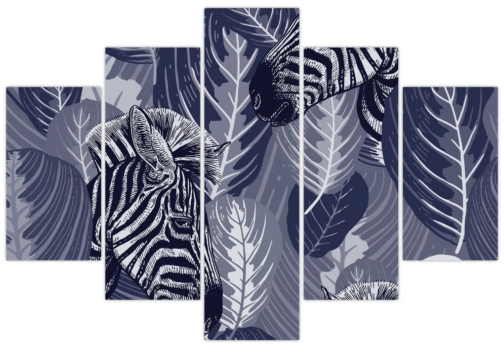 Kép - Kék zebrák (150x105 cm)