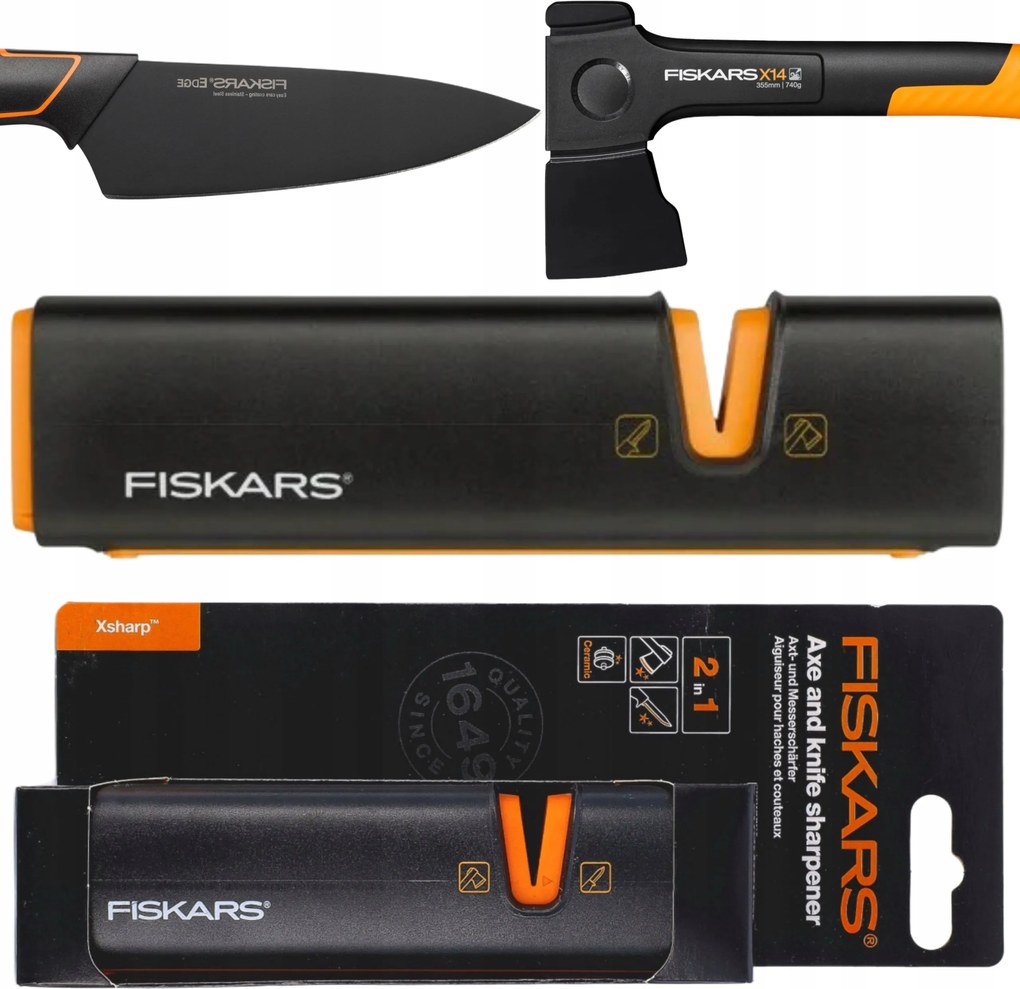 Fiskars Edge Xsharp 2IN1 Kés- És Fejszeélező Kétfázisú Fekete