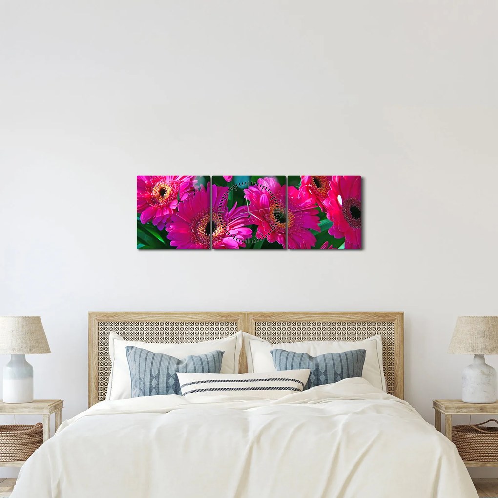Kép - virágok (órával) (90x30 cm)