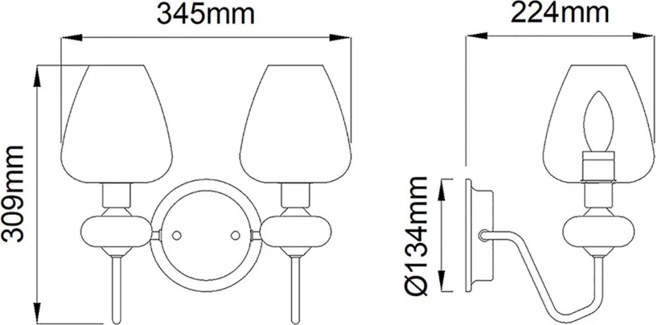 Elstead Lighting ARMAND DL-ARMAND2-AB Fali lámpa 2x40W/E14