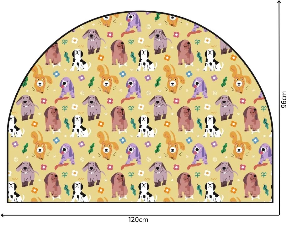 PIPPER. Védő textil falmatrica – Ív – Színes kutyák Méret: 83x60cm, Indíték: név nélkül