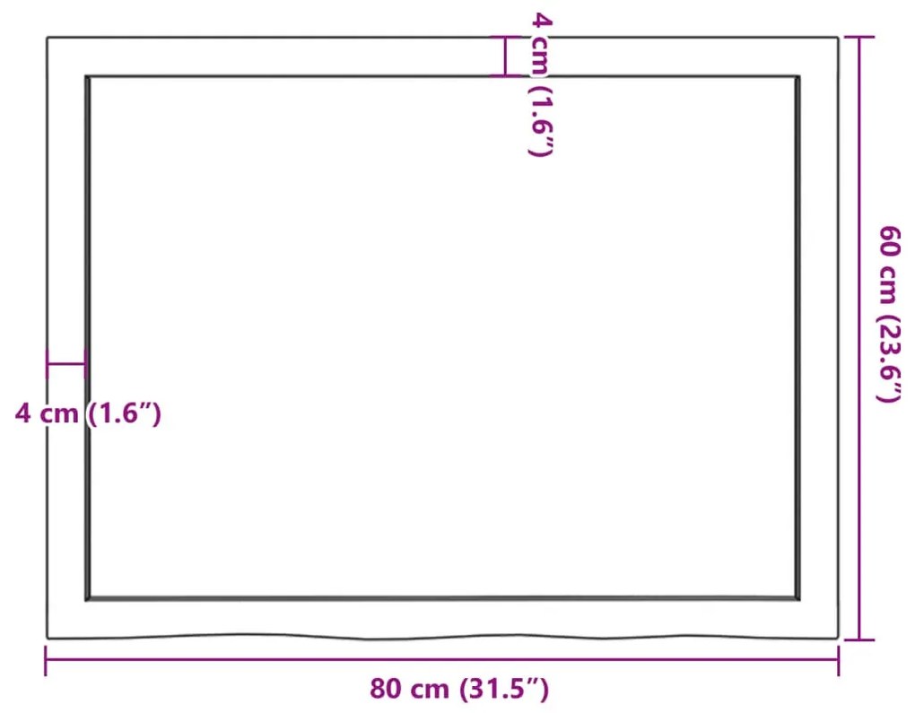 kezeletlen tömör tölgyfa fali polc 80x60x(2-6) cm
