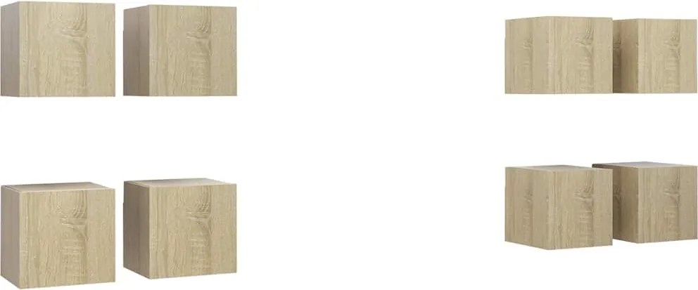 vidaXL 8 db sonoma tölgy falra szerelhető TV-szekrény 30,5x30x30 cm