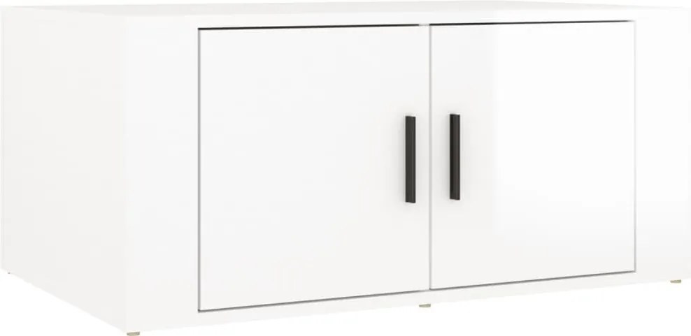 vidaXL magasfényű fehér szerelt fa dohányzóasztal 80 x 50 x 36 cm