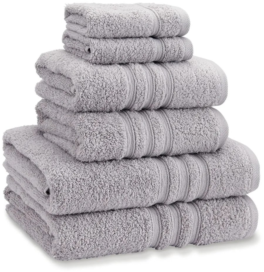 Világosszürke frottír pamut törölköző és fürdőlepedő készlet 6 db-os Zero Twist – Catherine Lansfield