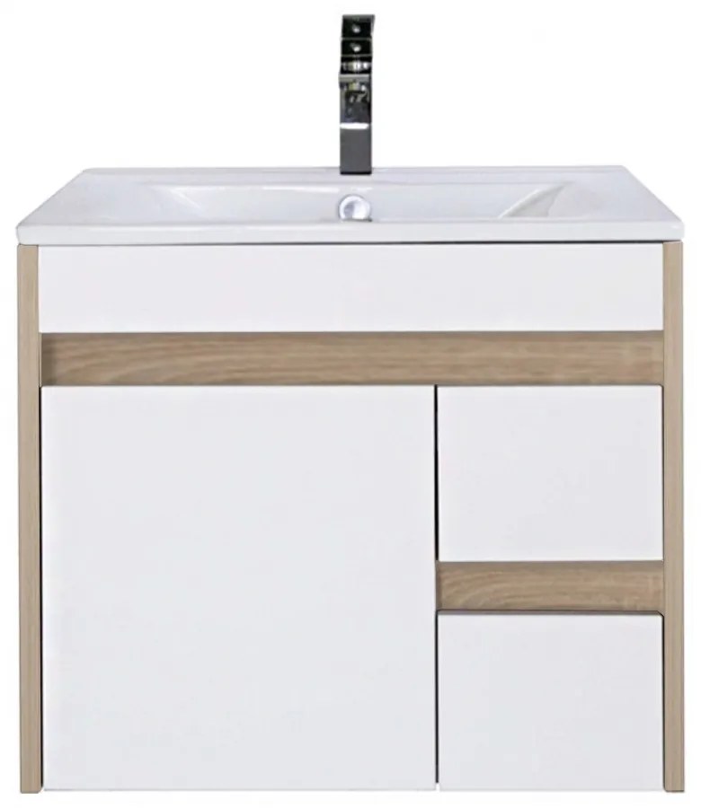 Luna 60 alsó fürdőszoba bútor mosdóval, Sonoma tölgy-Fehér