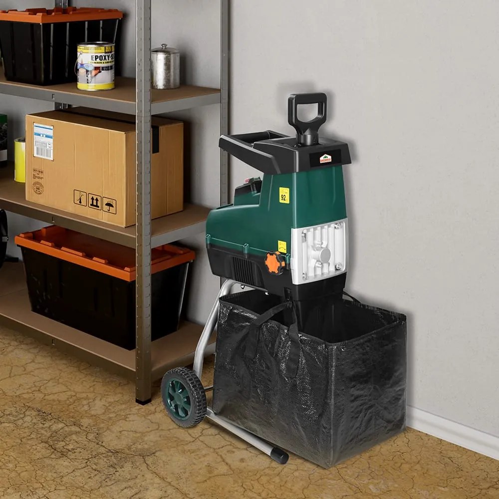 DIOX kerti aprítógép/aprító+2x 60l zsák, 3100W fekete/zöld Gardebruk