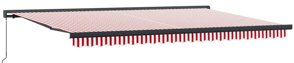 Manuális Behúzható Napellenző Piros és Fehér Csíkos 500x300 cm