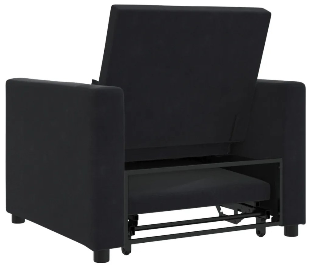 Egyszemélyes kanapéágy Fekete 90 x 165 x 87 cm Bársony