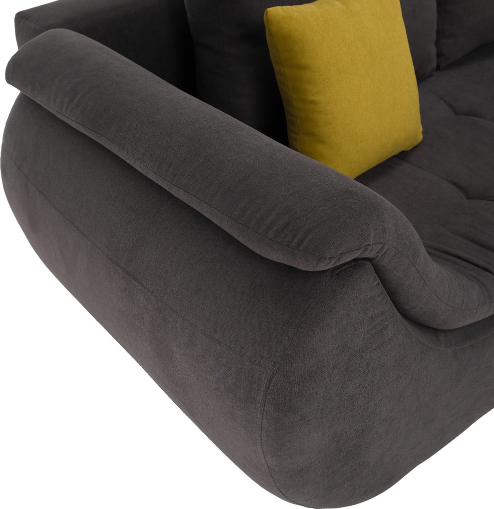 Ülőgarnitúra, szürkésbarna/sárga, szövet, jobbos, BRATO