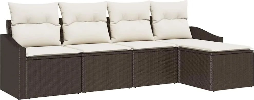 vidaXL Kanapé Szett párnával 5 pcs Barna polirattan