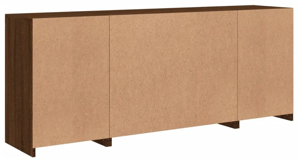 barna tölgy színű tálalószekrény LED-ekkel 163 x 37 x 67 cm
