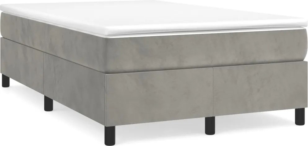 vidaXL világosszürke bársony rugós ágy matraccal 120 x 200 cm