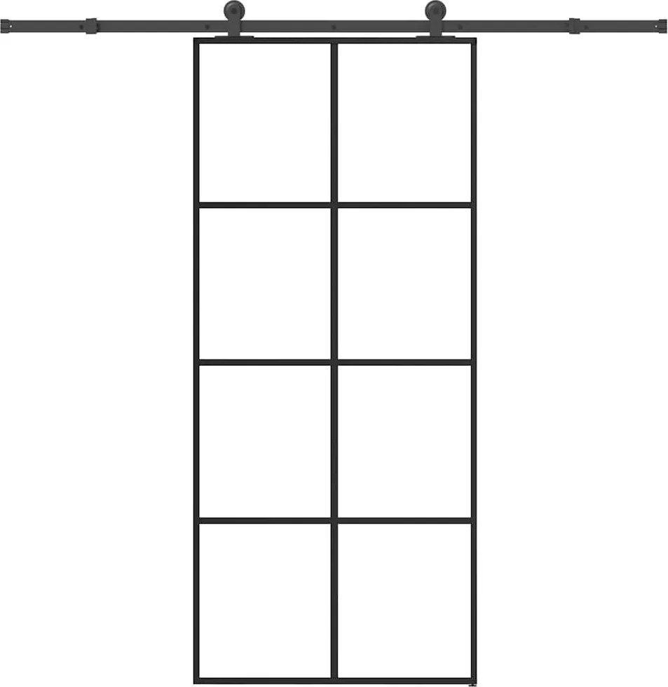 vidaXL ESG üveg és alumínium tolóajtó fémszerelvény-szettel 90x205 cm