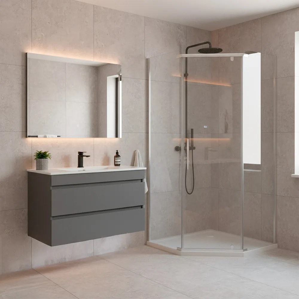 Celtic 100x100 cm ötszögletű zuhanykabin zuhanytálcával