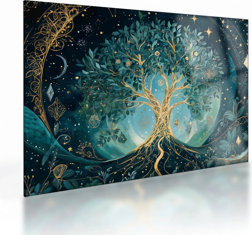 Üveg kép – Életfa az univerzumban (70x50 cm)