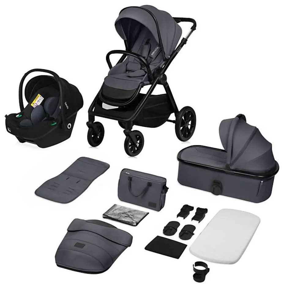 Lionelo - 3 az 1-ben kombinált babakocsi LAYLA Kőszürke