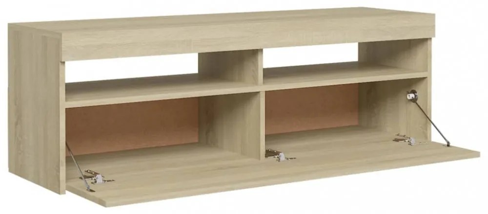 sonoma tölgy színű TV-szekrény LED-lámpákkal 120 x 35 x 40 cm