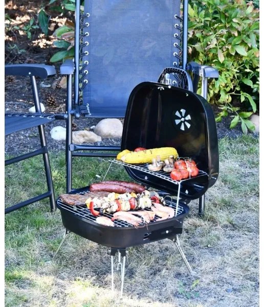 Hordozható faszenes grill fekete