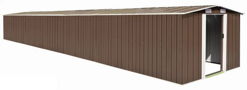 barna horganyzott acél kerti fészer 257 x 990 x 181 cm