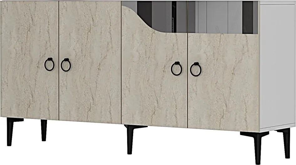Gama 150 - White, Travertine, Silver