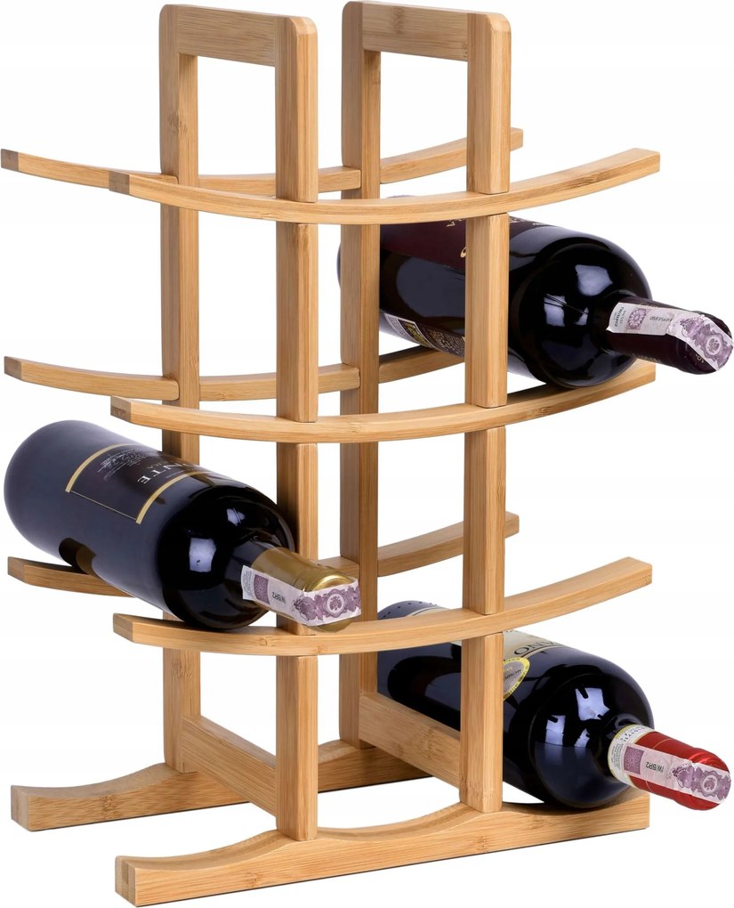 Bortartó Állvány Szeszesital Palackok Könyvespolc Bambusz Fa Polc 12 Férőhely