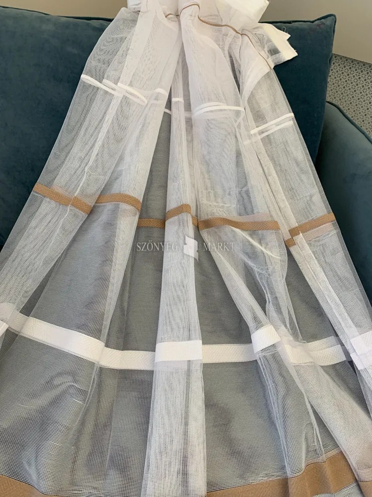 Kész függöny barna-csíkos mintás 300x180 cm