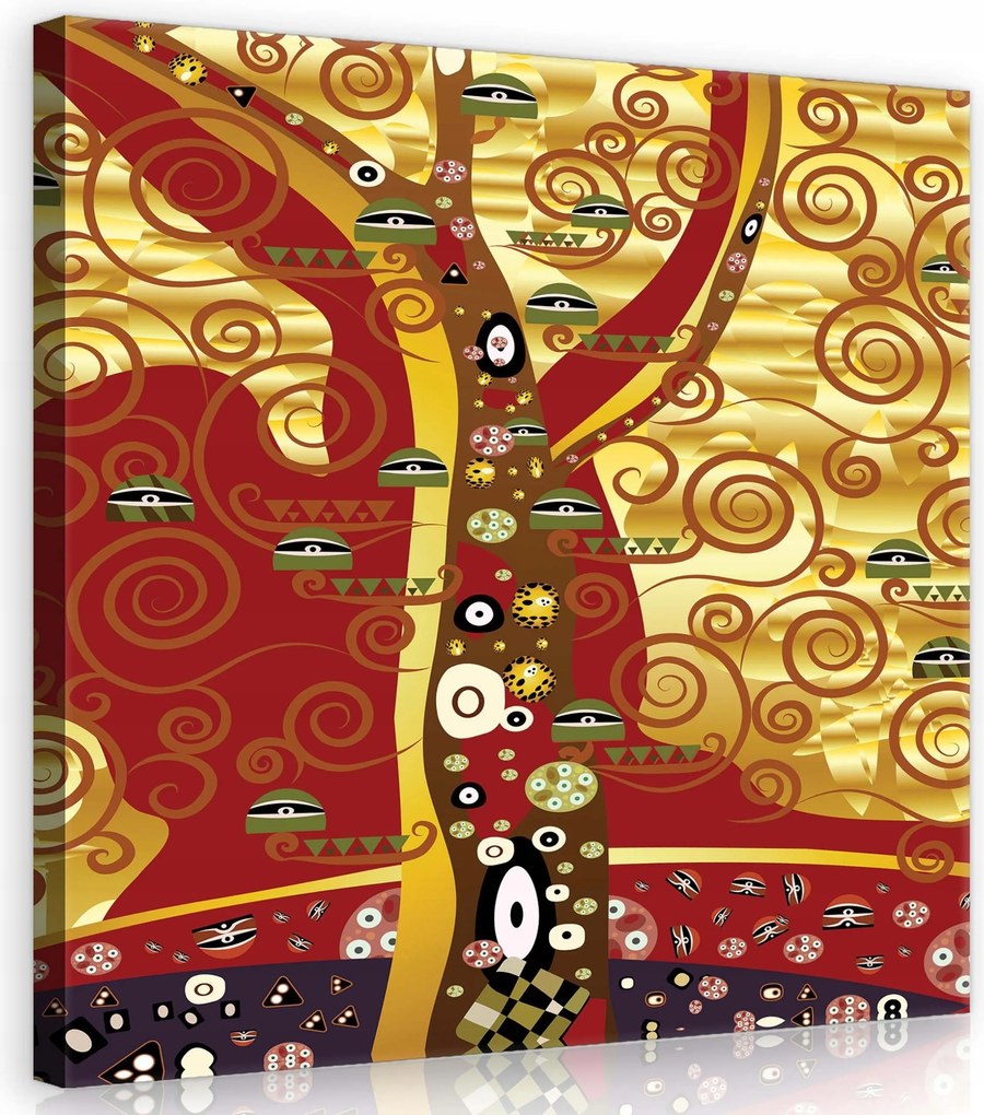 Vászonkép 80x80 Az élet fája Gustav Klimt modernizmus arany díszítő spirálok