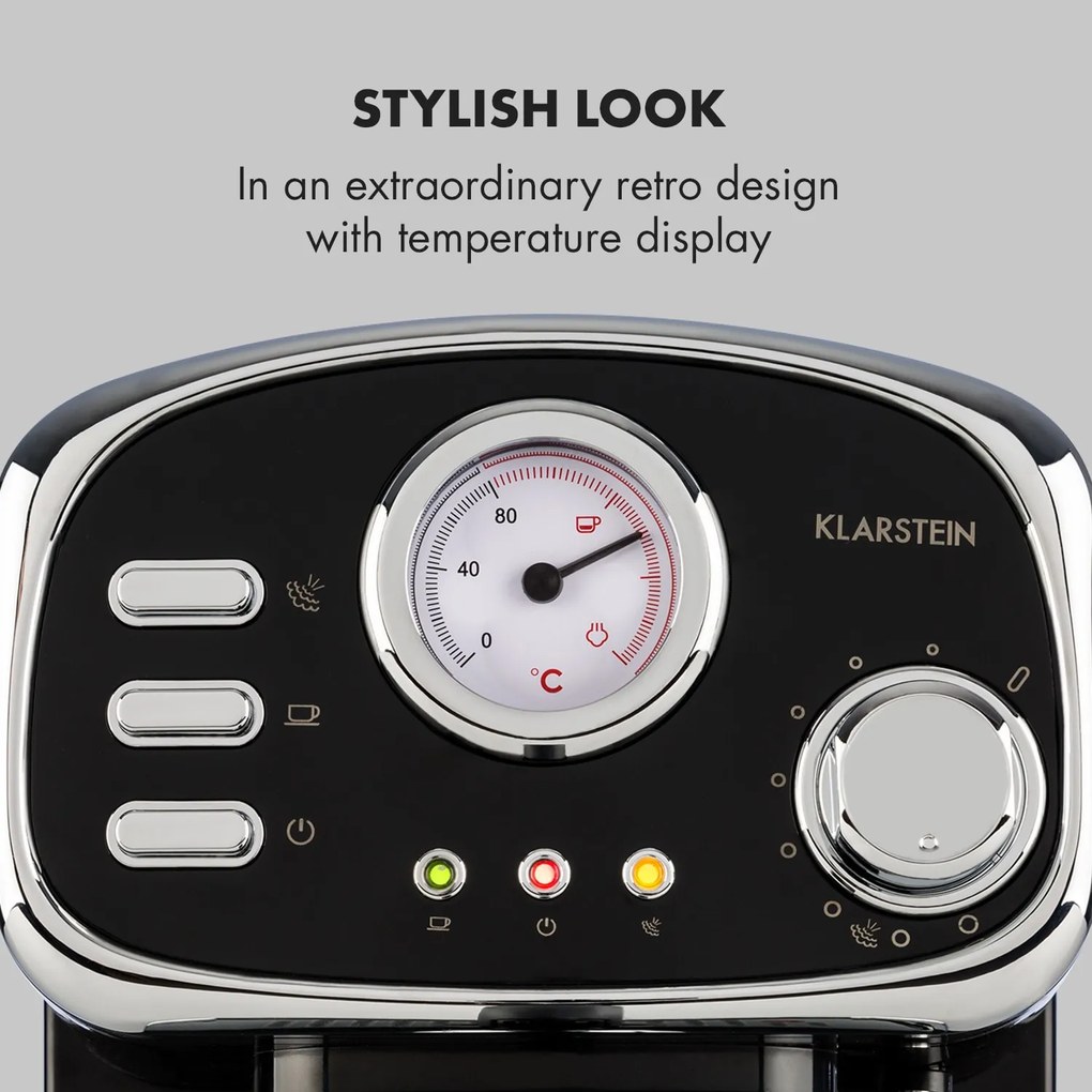 Klarstein Espressionata Gusto, eszpresszógép, 1100 W, 15 bar