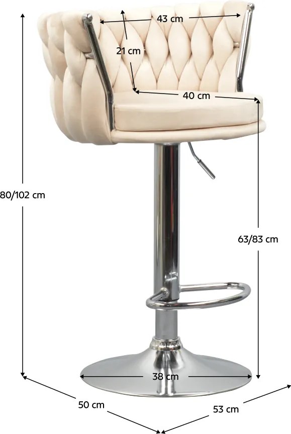 Design bárszék, bézs Velvet szövet/króm, BRIN