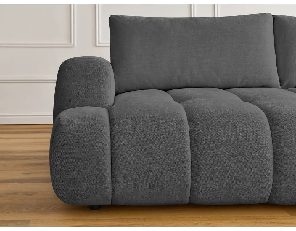 Sötétszürke kinyitható-tárolóhelyes kanapé 251 cm Fuji – Bobochic Paris