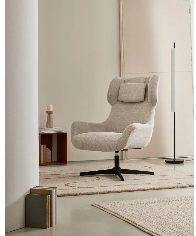 Fekete-fehér LED állólámpa üveg búrával (magasság 150 cm) Vauxall – Kave Home