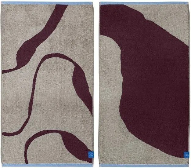 Borvörös-szürkésbézs frottír bio pamut törölköző szett 2 db-os 40x55 cm Nova Arte – Mette Ditmer Denmark