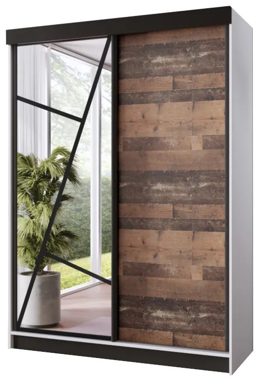 VENADA ruhásszekrény, 138x205x59, fehér/old style