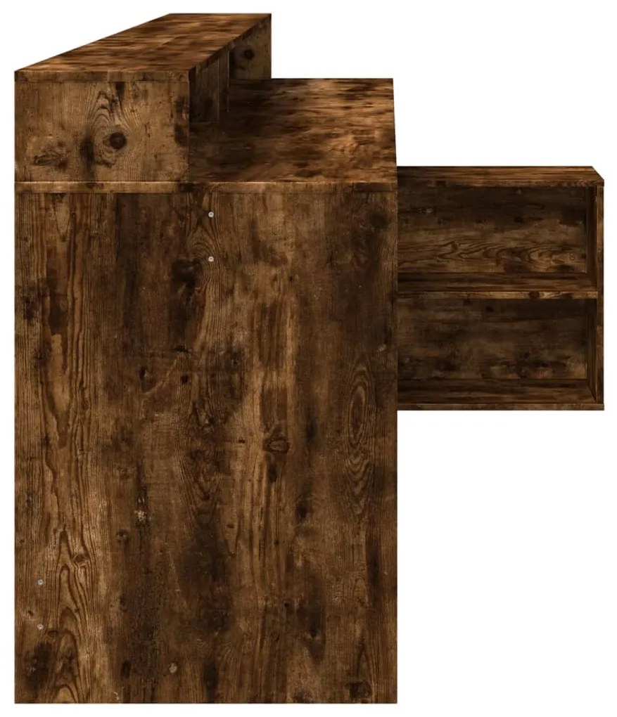 füstös tölgy színű szerelt fa íróasztal LED-ekkel 200x104x91 cm