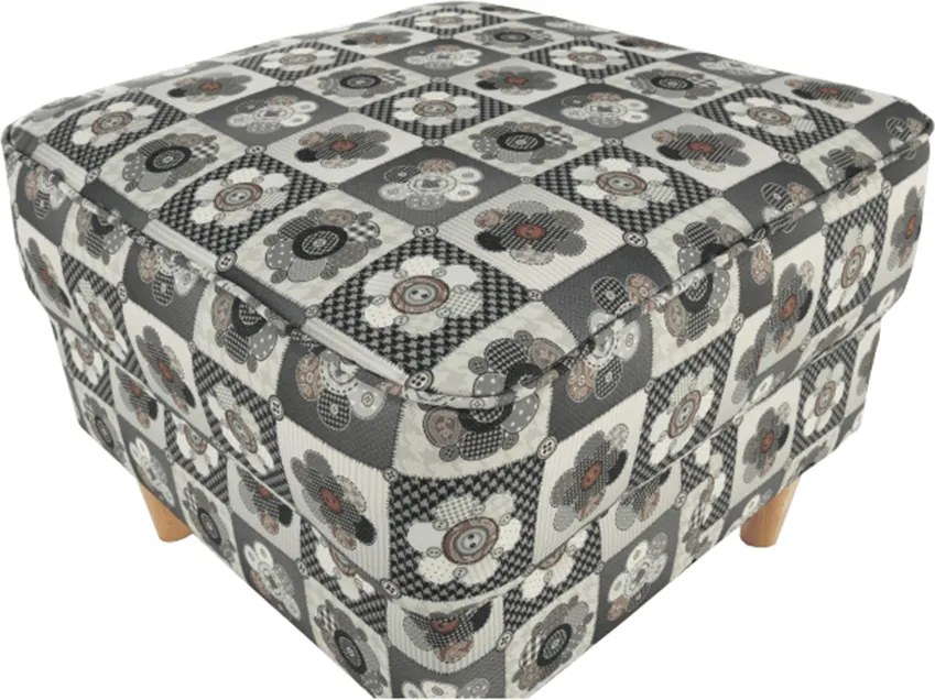 füles fotel puffal, szövet patchwork N1, ASTRID