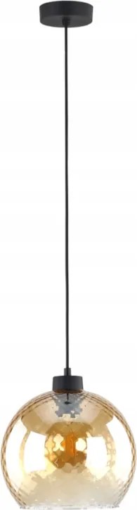 Függő mennyezeti lámpa 1xE27 110cm Fekete, borostyán üveg búrával