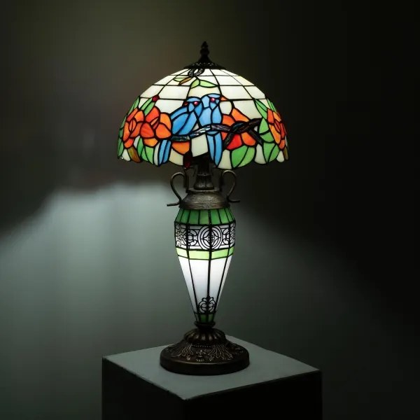 BRILAGI - JUNGLE Tiffany stílusú ólomüveg asztali lámpa 1xE27/60W/230V + 1xE14/40W
