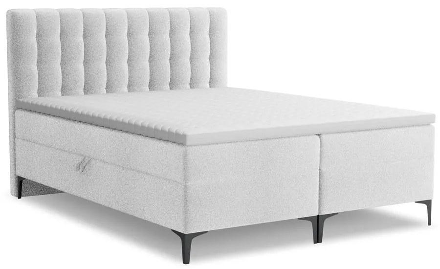 Ezüstszínű ágyneműtartós boxspring ágy 140x200 cm Puhala – Makamii