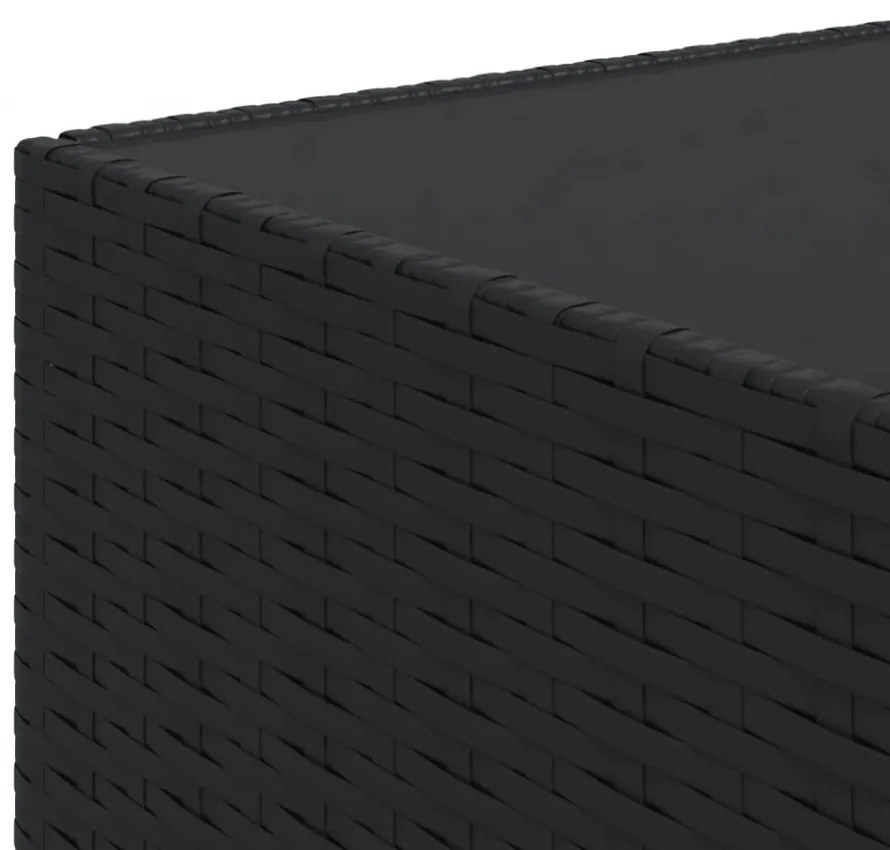 fekete polyrattan négyzet alakú kerti dohányzóasztal 50x50x30cm